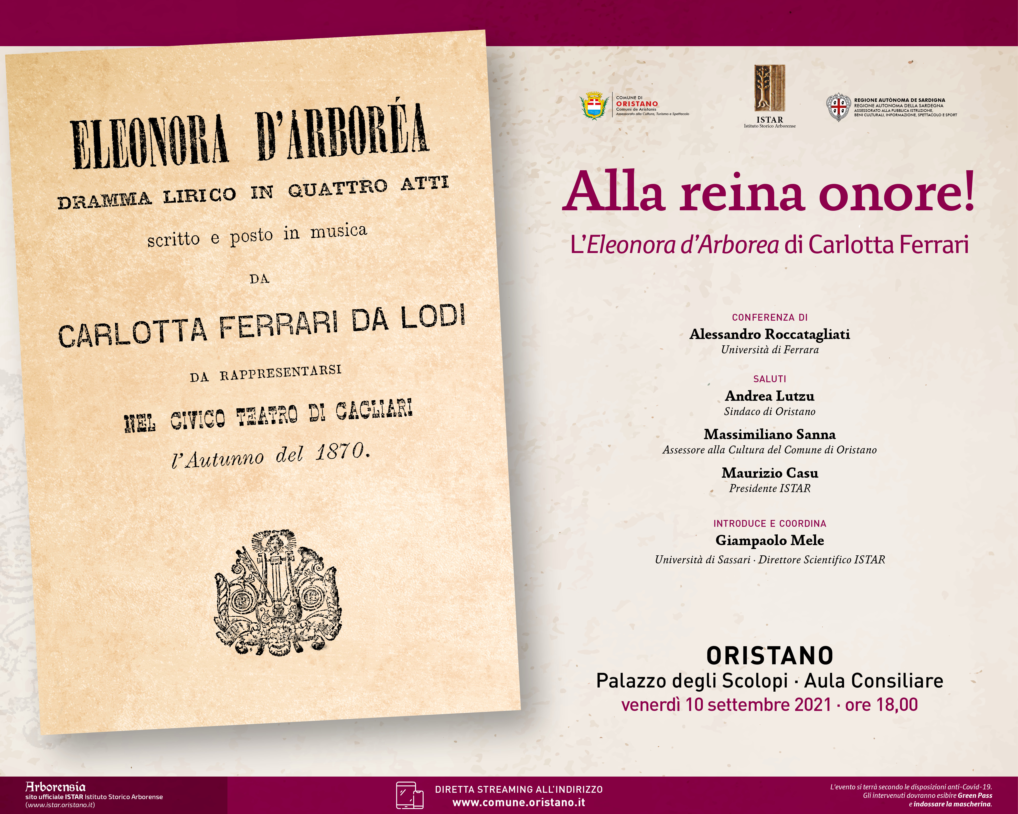 Visualizza l'evento: Conferenza: Alla reina onore! L'Eleonora d'Arborea di Carlotta Ferrari. Conferenza di Alessandro Roccatagliati