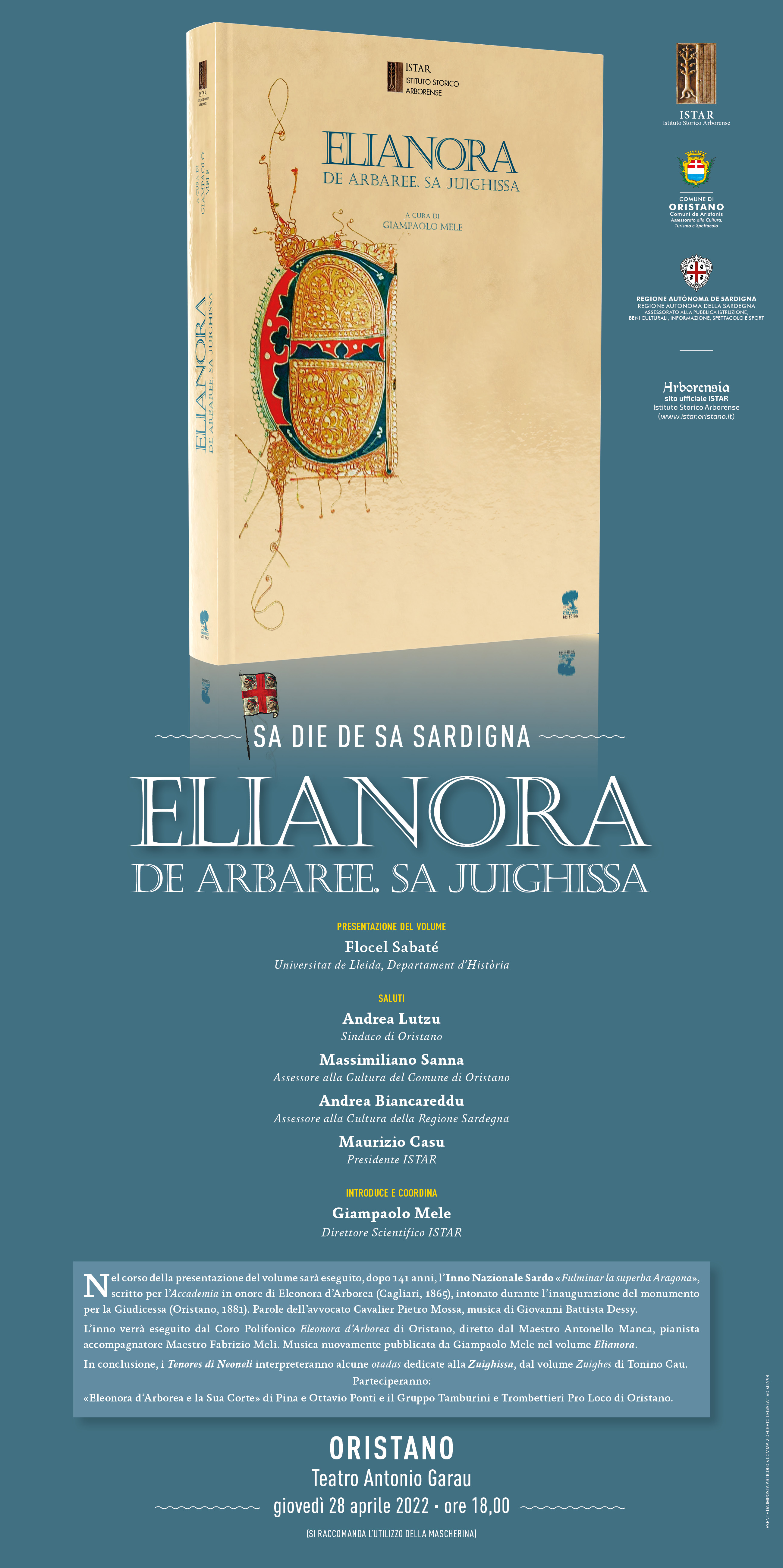 Visualizza l'evento: Presentazione del volume: Elianora de Arbaree. Sa juighissa.