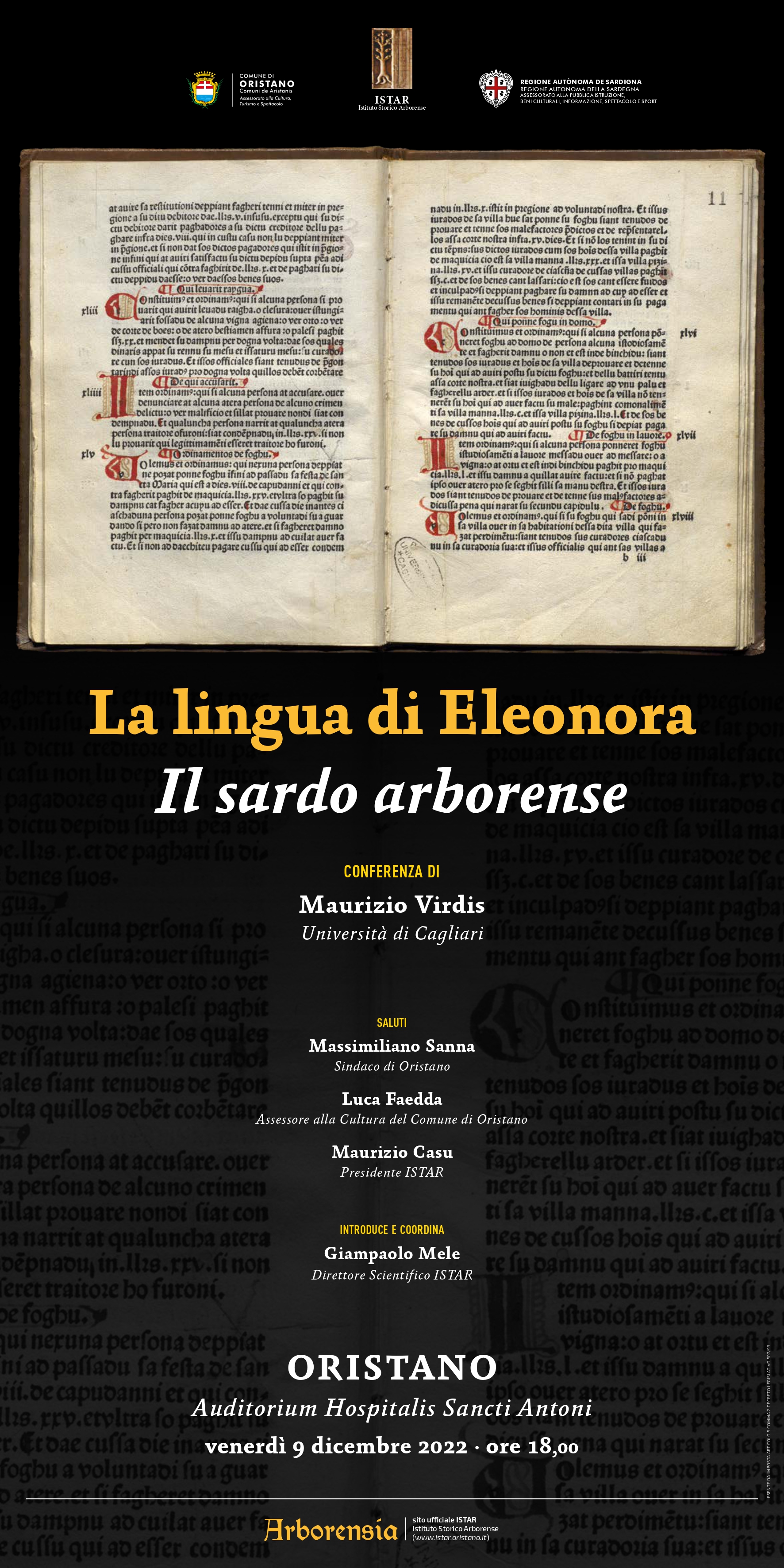 Visualizza l'evento: Conferenza di Maurizio Virdis su "La lingua di Eleonora".